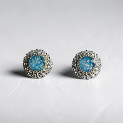CZ halo round earrings