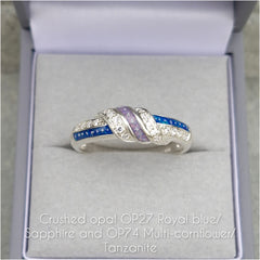 Triple channel CZ band ring