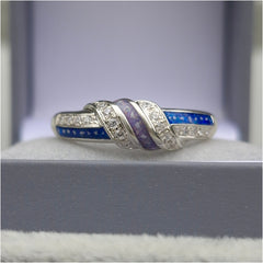 Triple channel CZ band ring