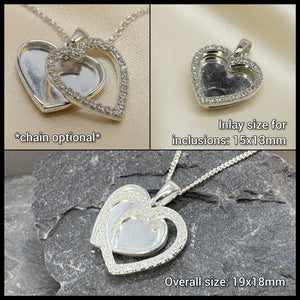 Interlinked halo heart pendant