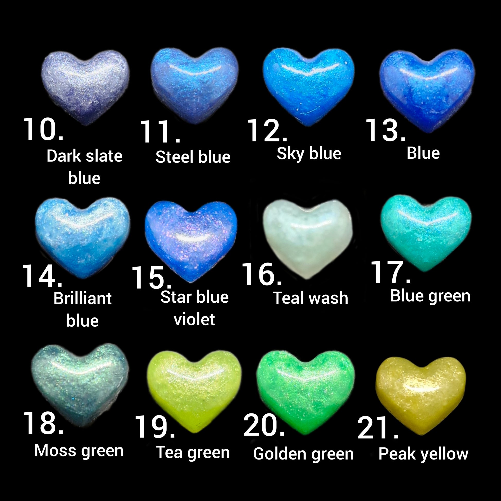 Jewellery colour choices 10 to 21