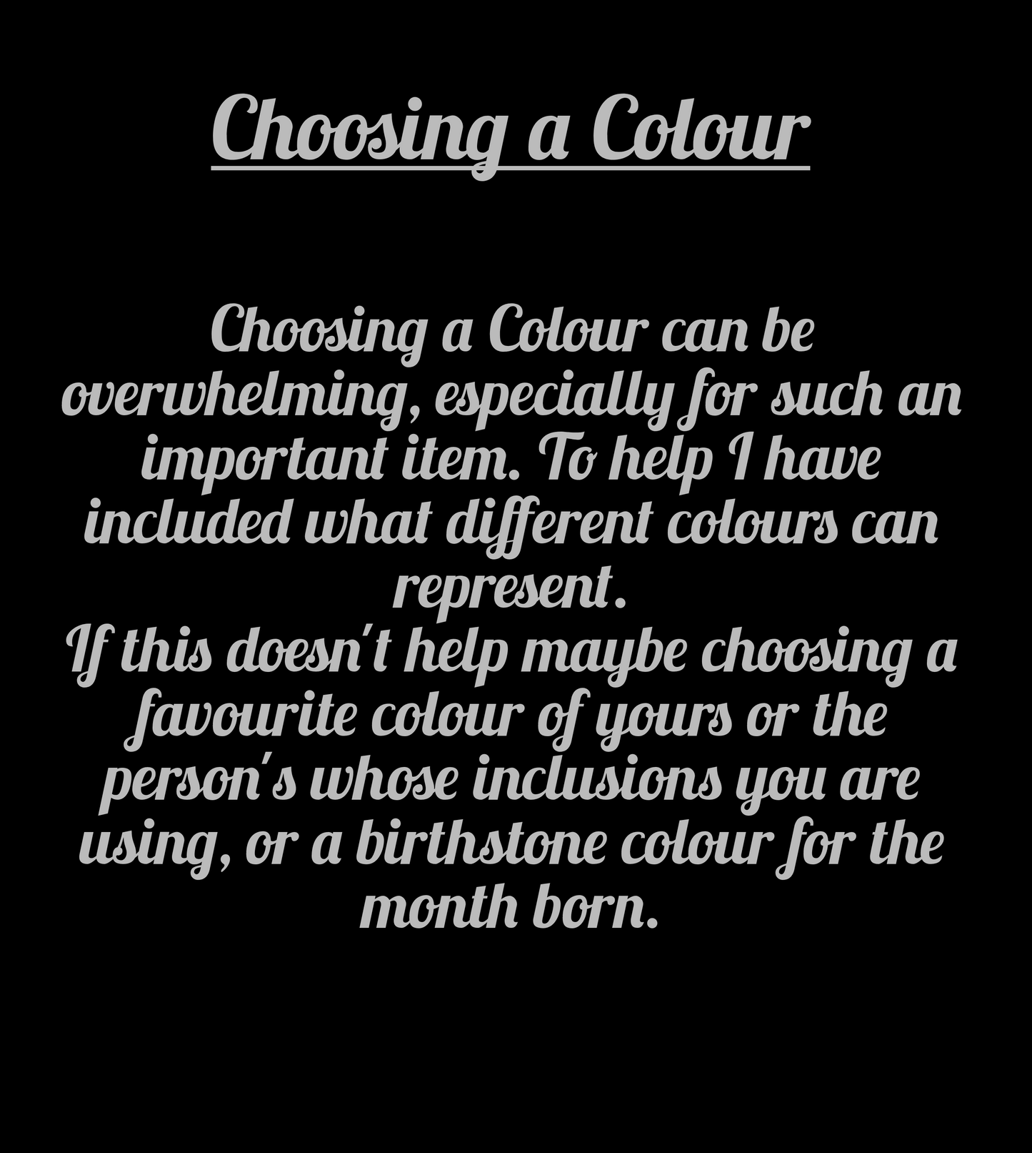 Memorial jewellery colour choices and their meanings