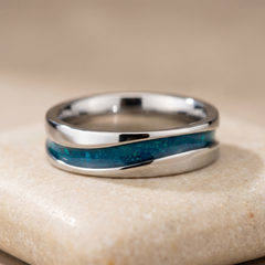 6mm wide wave inlay channel ring