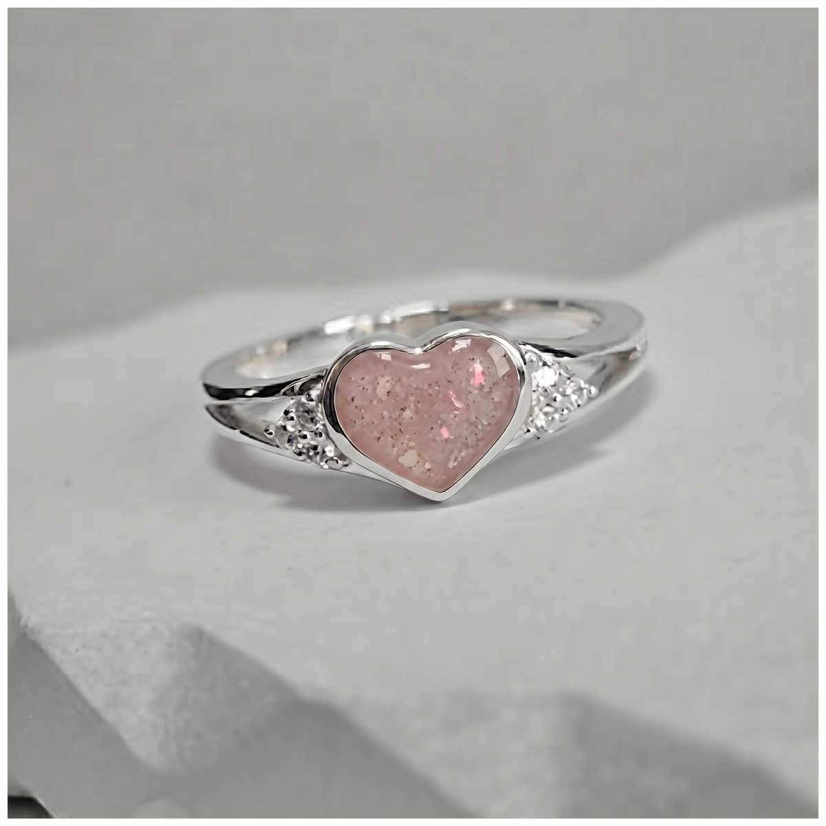 6mm heart ring with cubic zirconia stones