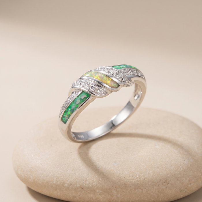 Triple channel CZ band ring