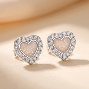 CZ halo heart earrings