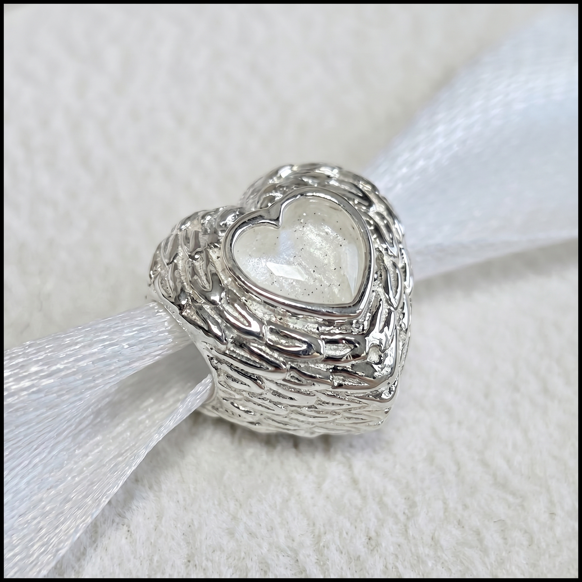 Feather Heart bracelet charm