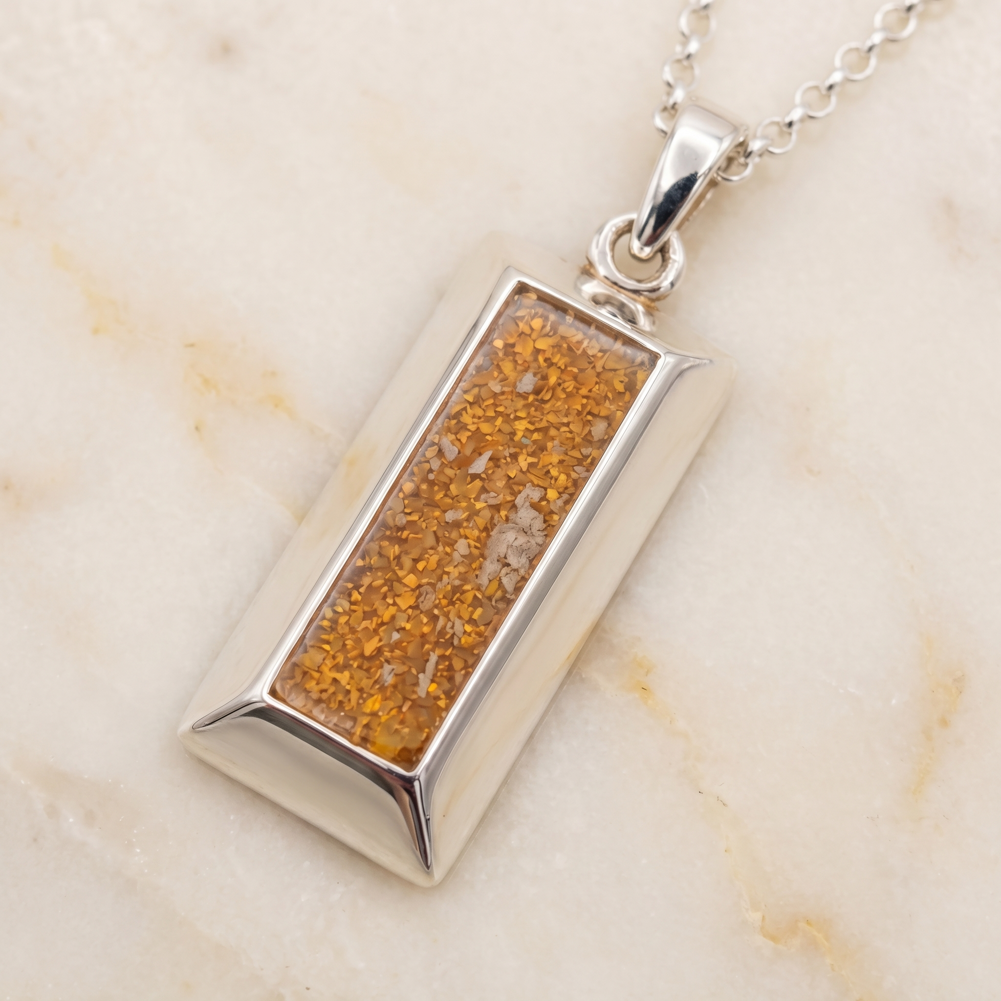 Gold bar style pendant - 925 sterling silver