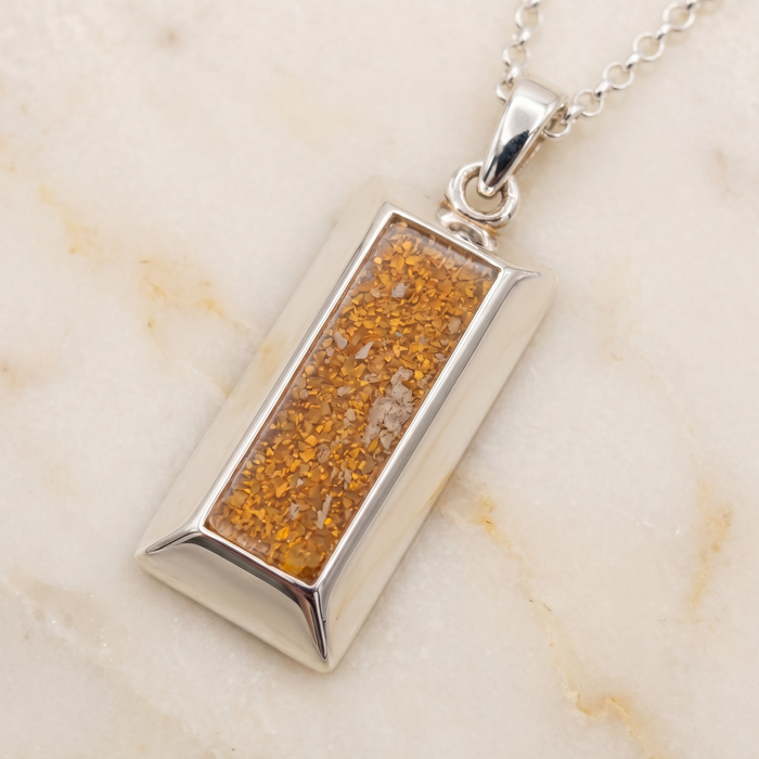 Gold bar style pendant - 925 sterling silver