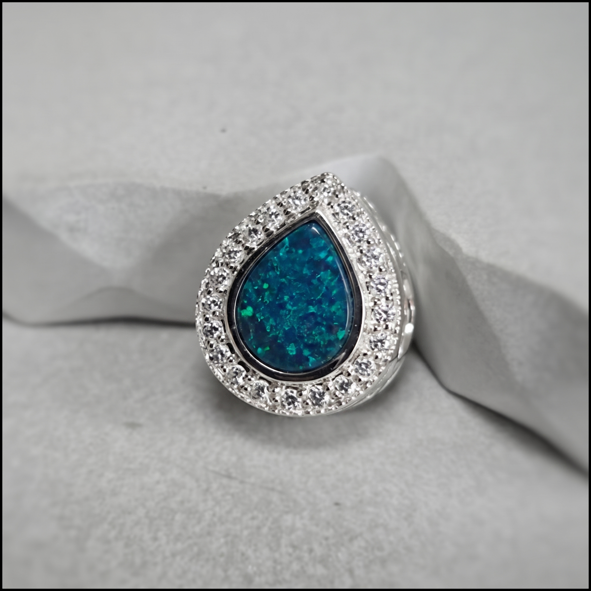 CZ halo pear bracelet charm