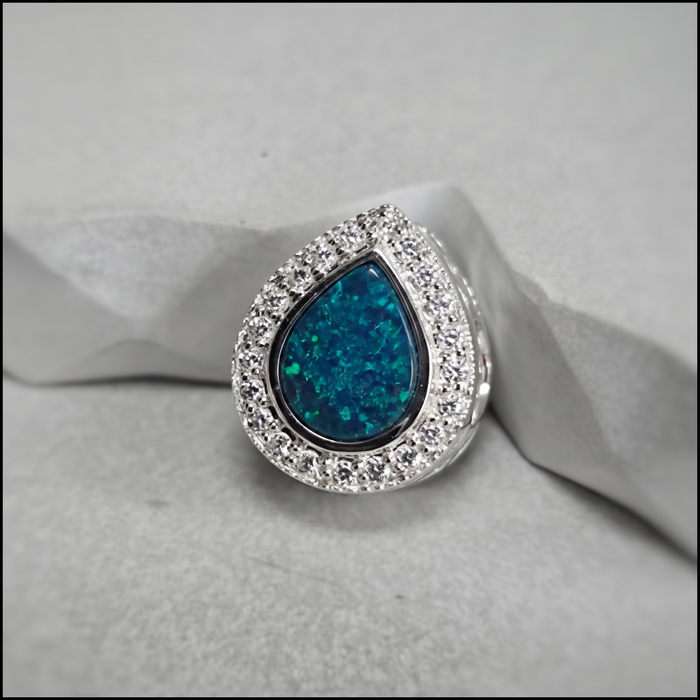 CZ halo pear bracelet charm