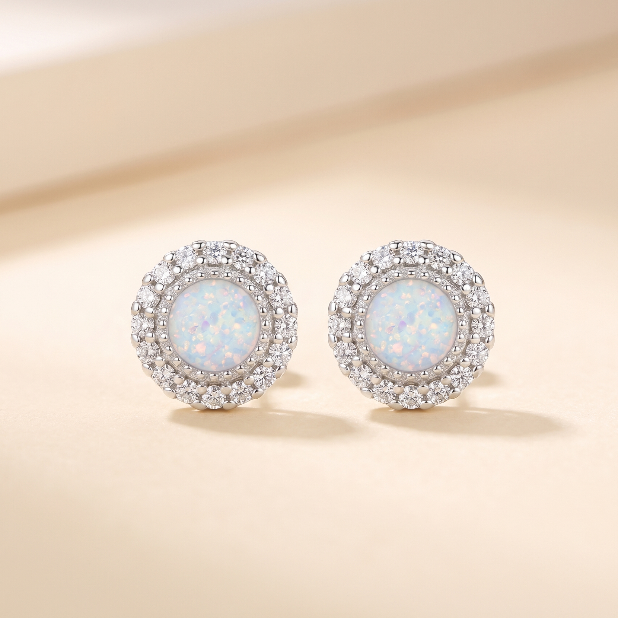 CZ halo round earrings