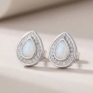 CZ halo teardrop earrings
