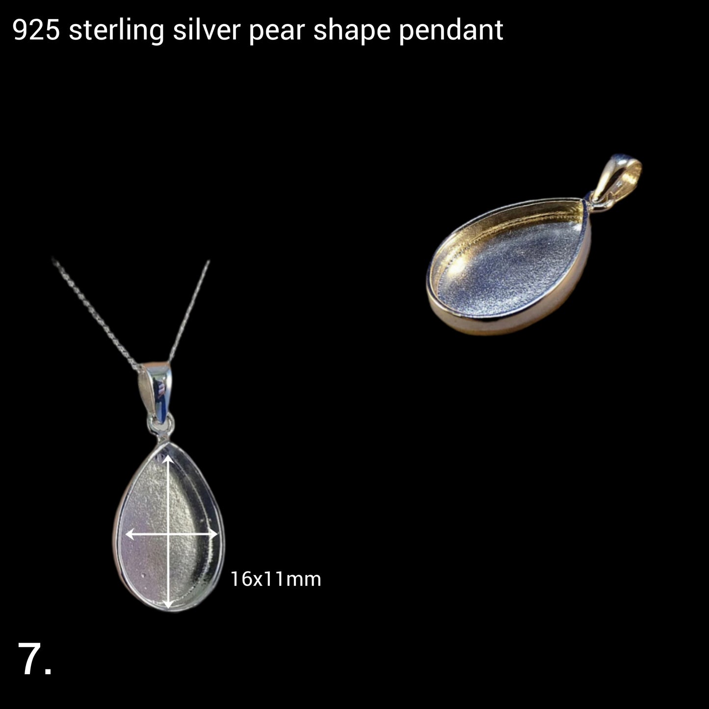 925 sterling silver pear shape necklace