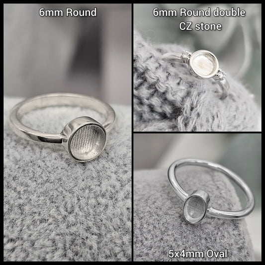 925 Sterling Silver Breastmilk and/or hair Ring Collection