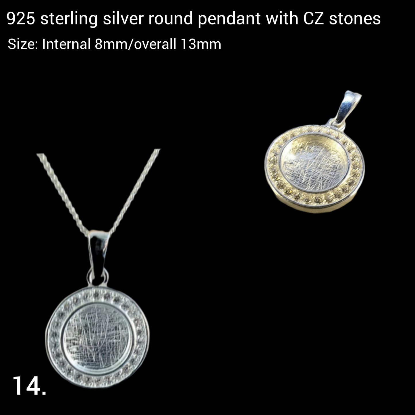 925 sterling silver round halo necklace