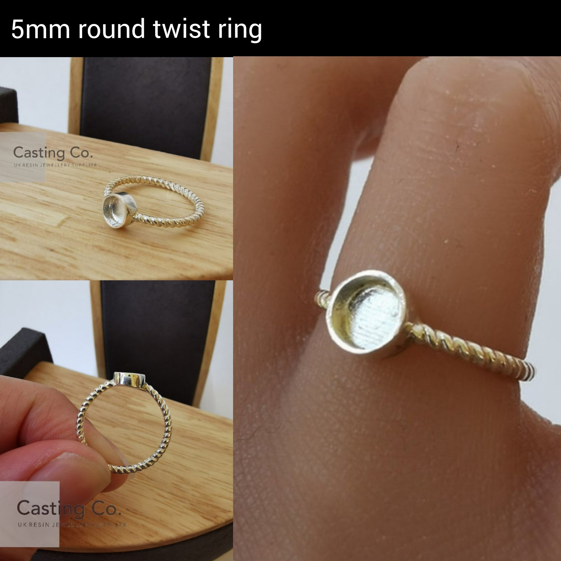 925 sterling silver 5mm round twist ring