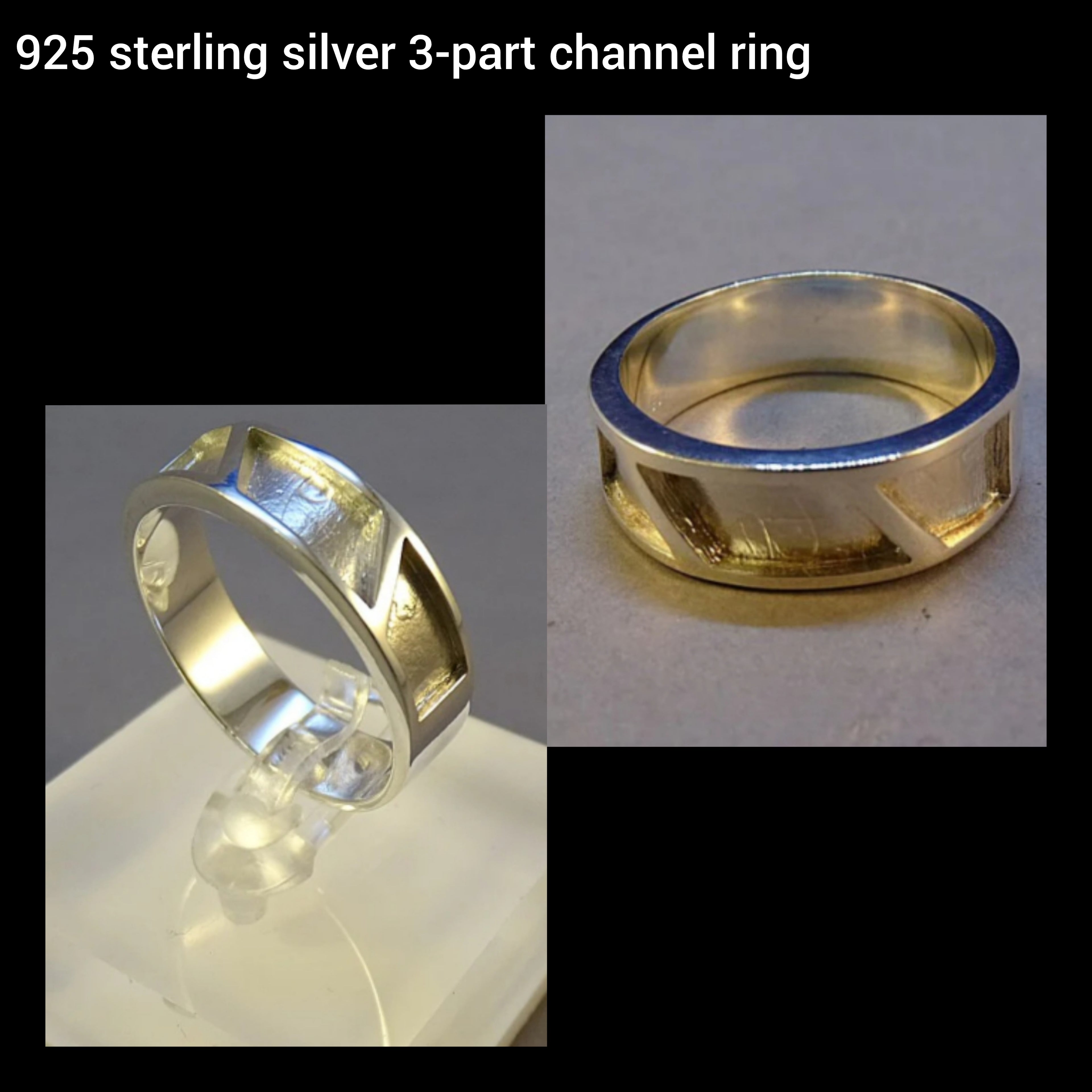 Silver 3-part cremation ashes channel ring