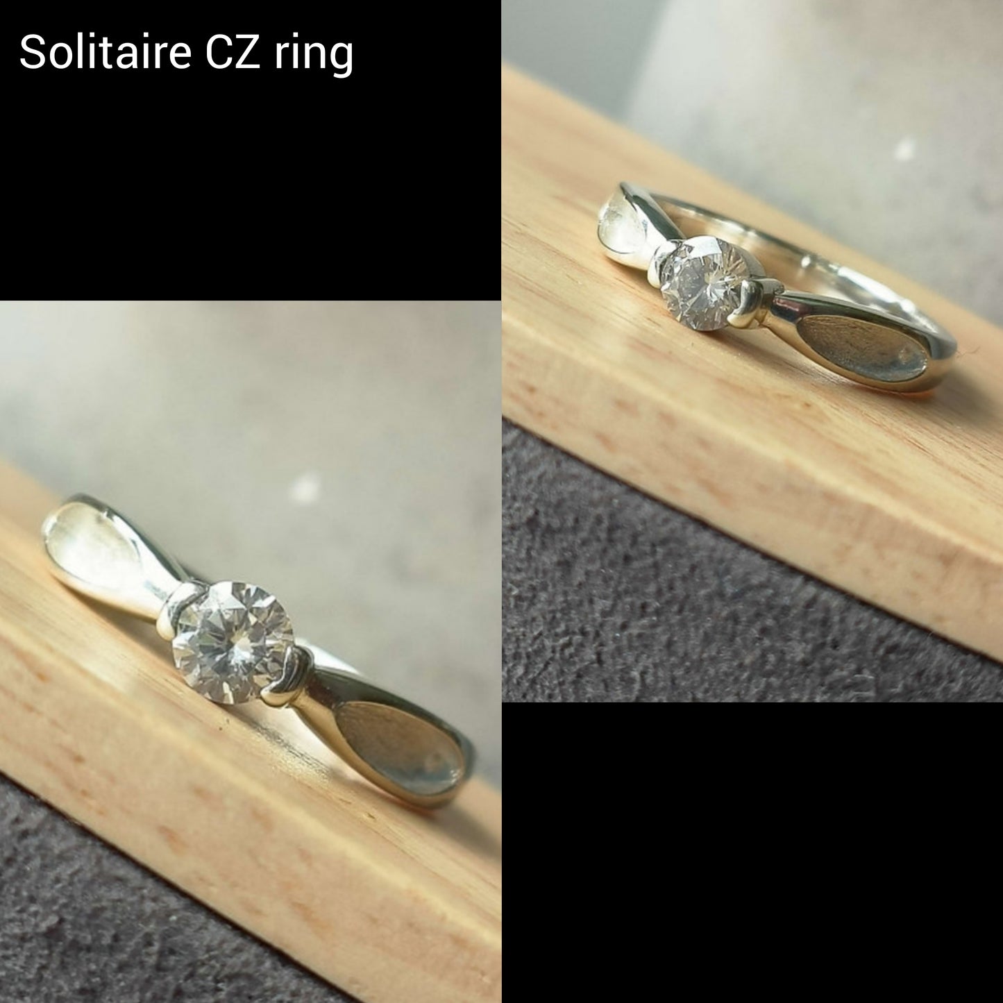 925 sterling silver solitaire CZ ring