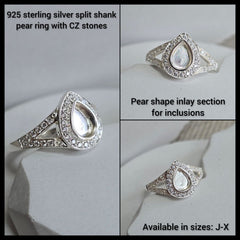 Split shank Pear ring