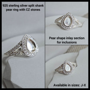 Split shank Pear ring