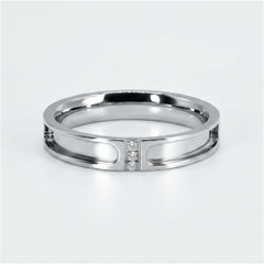 Stainless steel part channel ring with zircon stones
