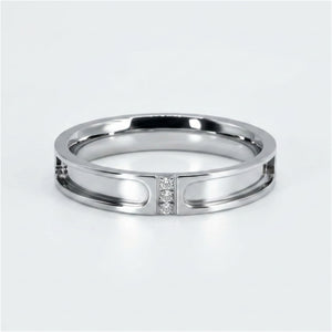Stainless steel part channel ring with zircon stones