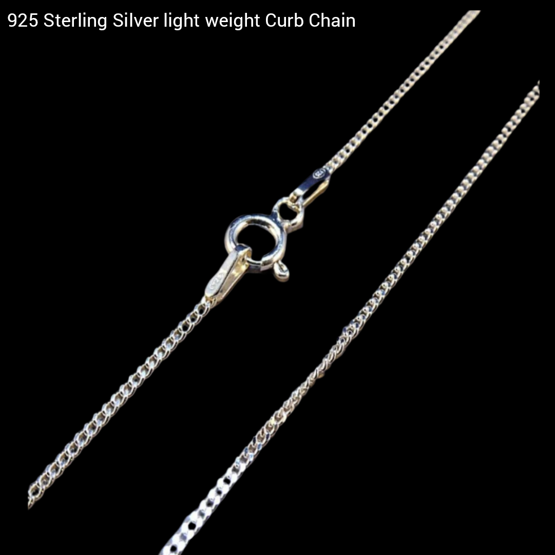 925 sterling silver light weight curb chain