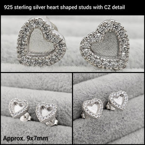 CZ halo heart earrings