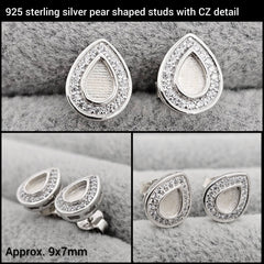 CZ halo teardrop earrings