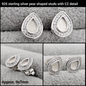 CZ halo teardrop earrings